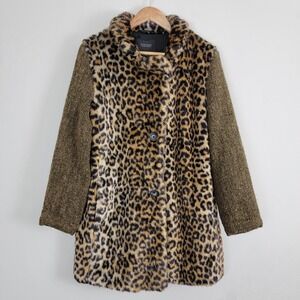 Scotch & Soda Jacket Expedition Express Womens‎ S Contrast Faux Fur Leopard Coat